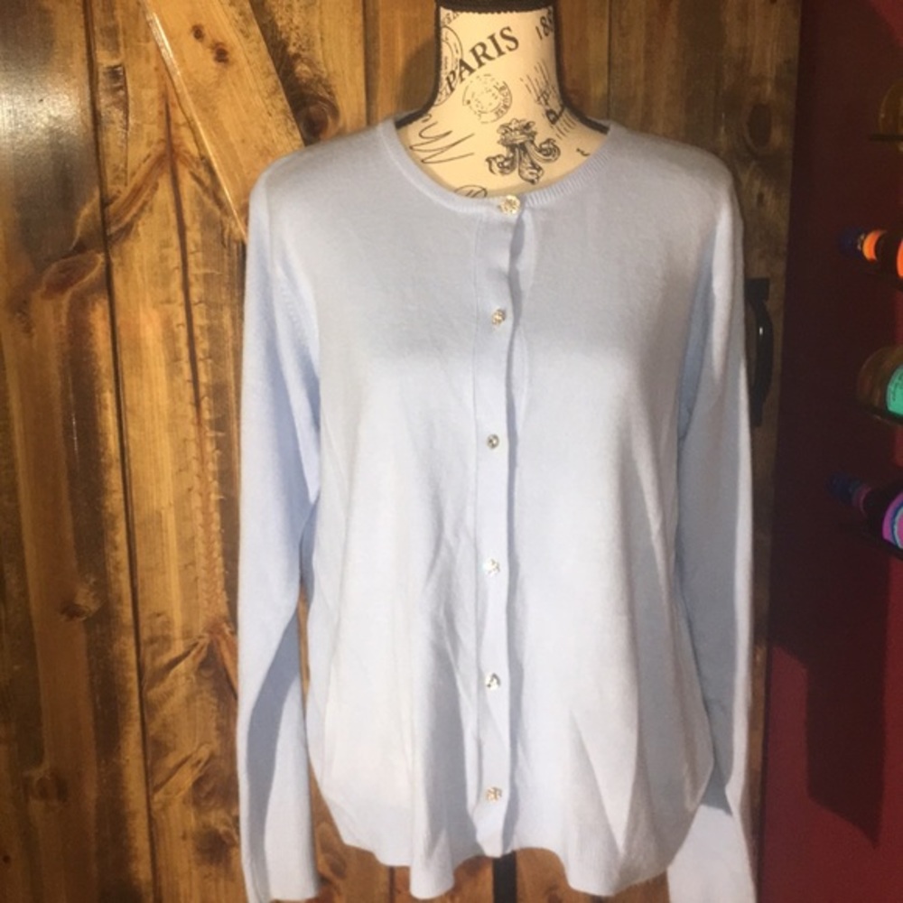 Light Blue Button Down Front Sweater - image 3